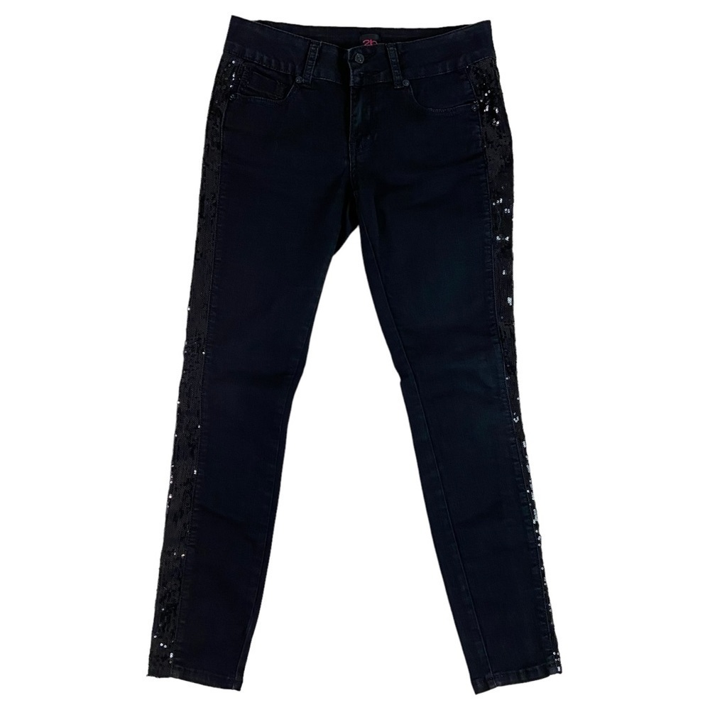 2B bebe black jeans lightweight skinny sequins embellishments skinny mid rise 27